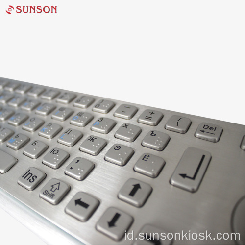 Keyboard stainless steel ip65 dengan trackball untuk terminal layanan mandiri